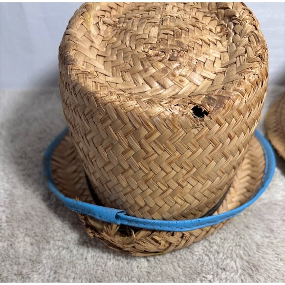 Woven Straw Fedora Hats With Decorative Bands & Accents Set Of 2 - Picture 6 of 11
